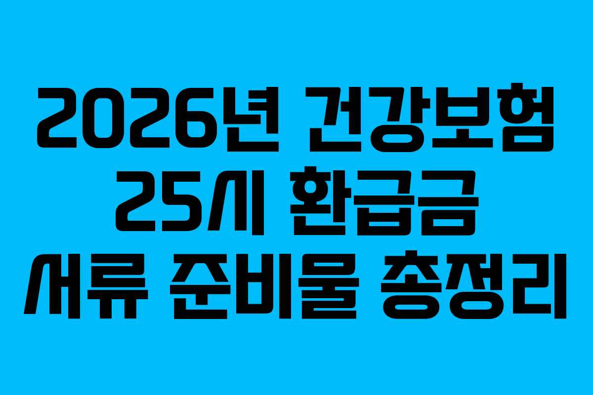 2026년 건강보험 25시 환급금 서류 준비물 총정리