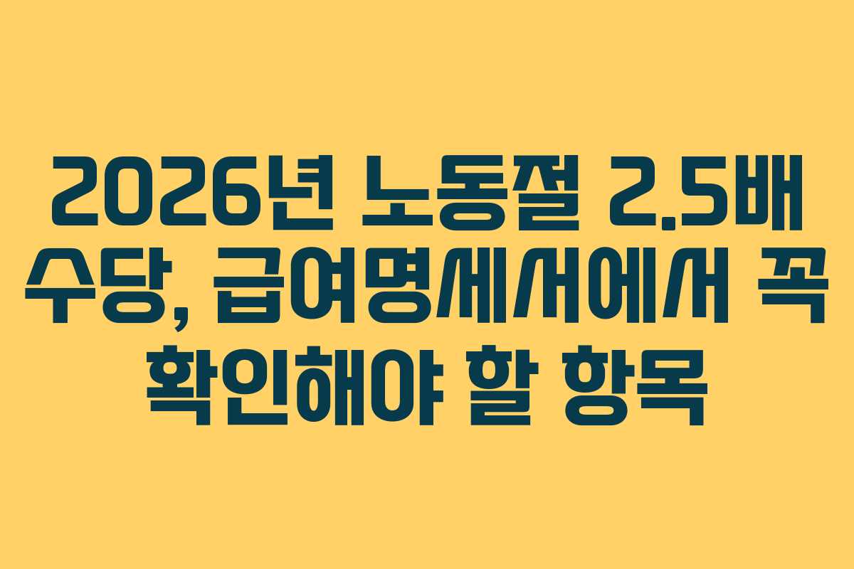 2026년 노동절 2.5배 수당, 급여명세서에서 꼭 확인해야 할 항목