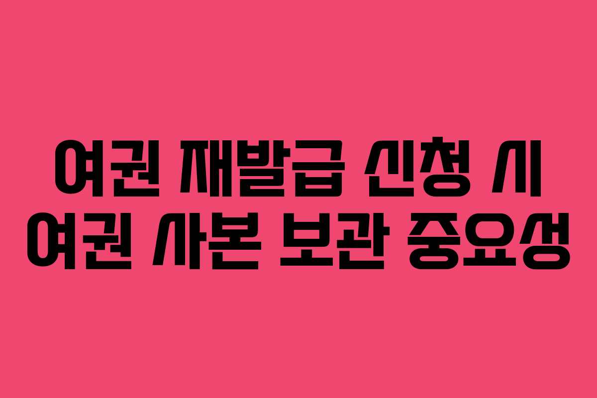 여권 재발급 신청 시 여권 사본 보관 중요성