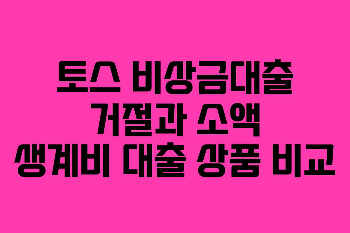 토스 비상금대출 거절과 소액 생계비 대출 상품 비교