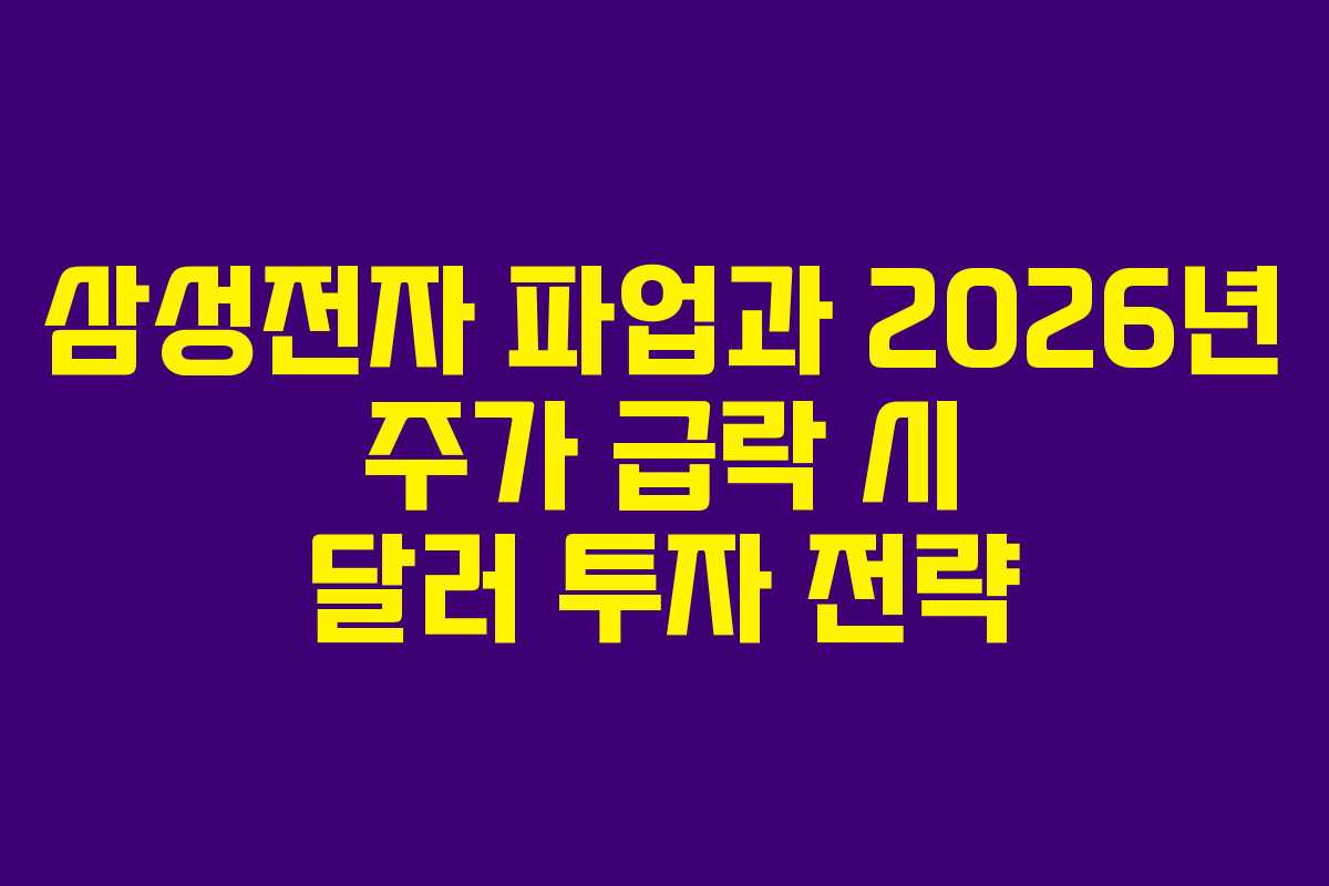 삼성전자 파업과 2026년 주가 급락 시 달러 투자 전략