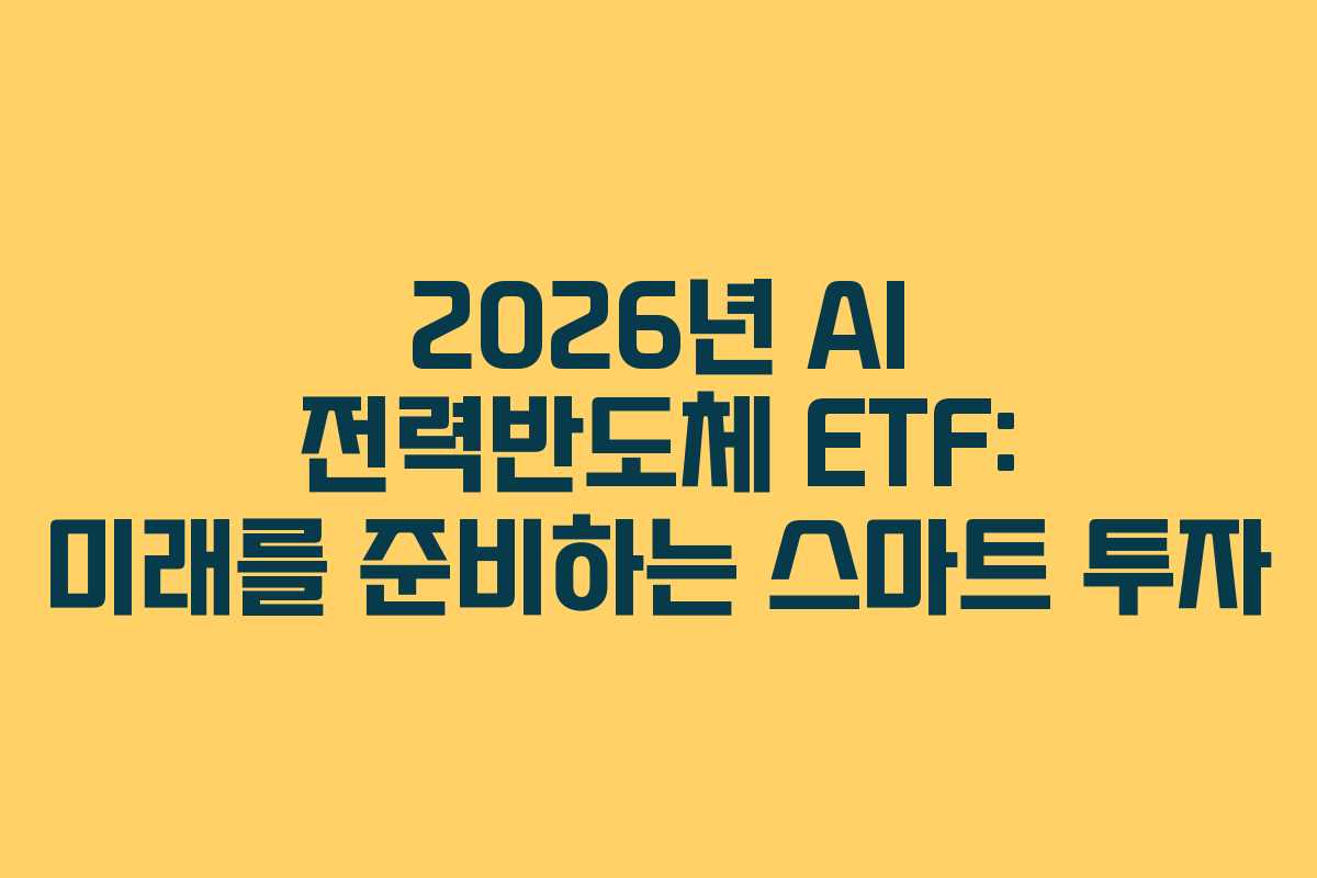 2026년 AI 전력반도체 ETF: 미래를 준비하는 스마트 투자
