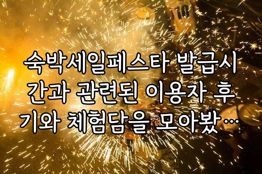 숙박세일페스타 발급시간과 관련된 이용자 후기와 체험담을 모아봤어요