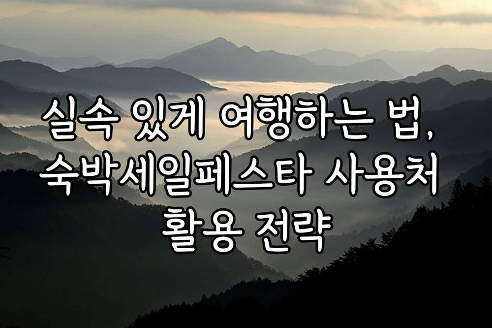 실속 있게 여행하는 법, 숙박세일페스타 사용처 활용 전략