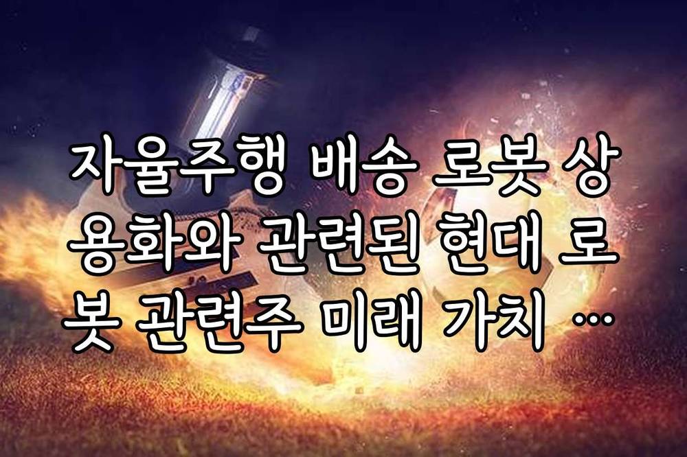 자율주행 배송 로봇 상용화와 관련된 현대 로봇 관련주 미래 가치 분석