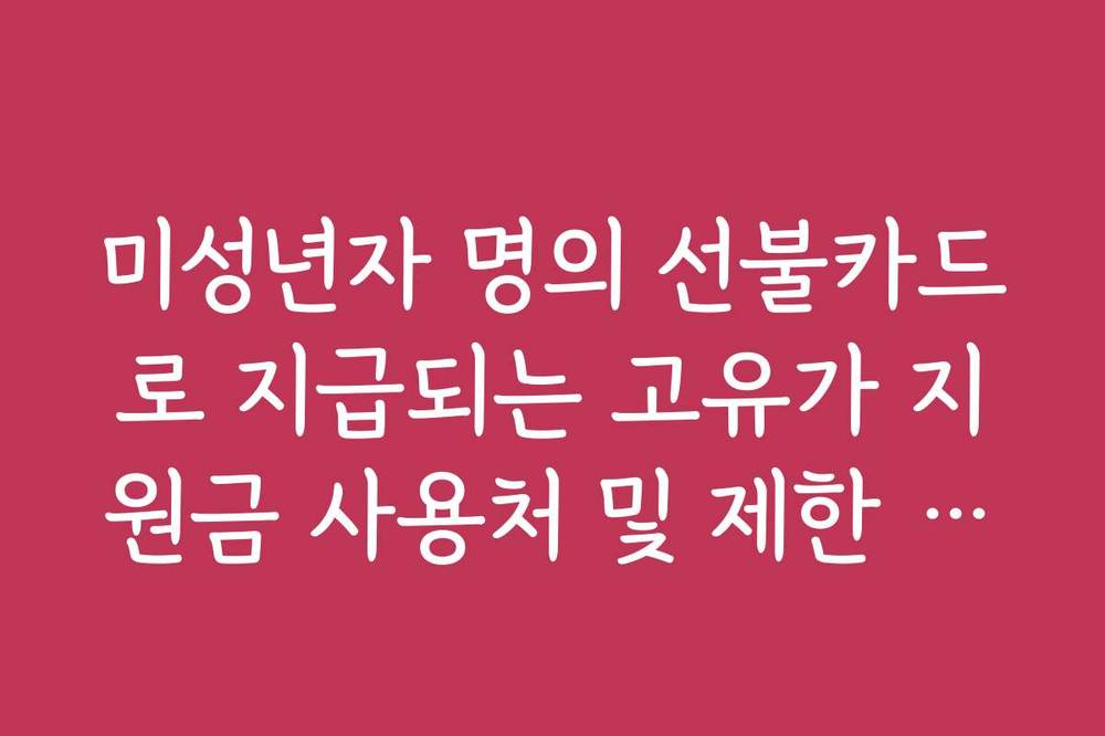 미성년자 명의 선불카드로 지급되는 고유가 지원금 사용처 및 제한 업종