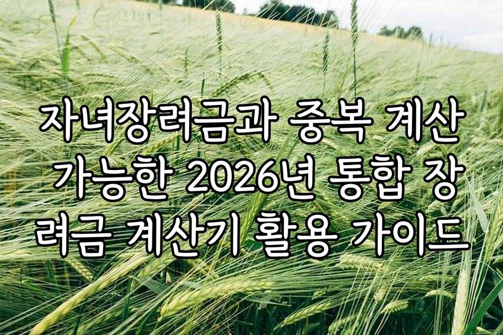 자녀장려금과 중복 계산 가능한 2026년 통합 장려금 계산기 활용 가이드