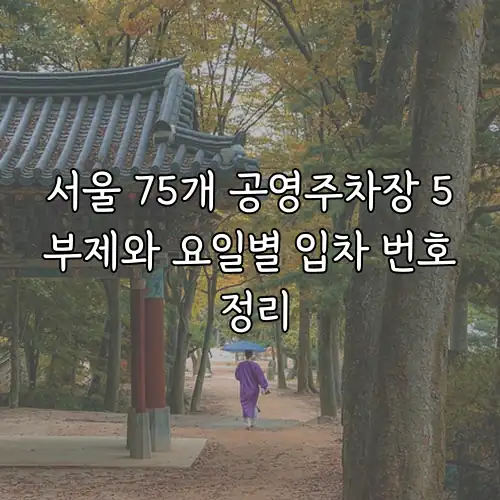 서울 75개 공영주차장 5부제와 요일별 입차 번호 정리