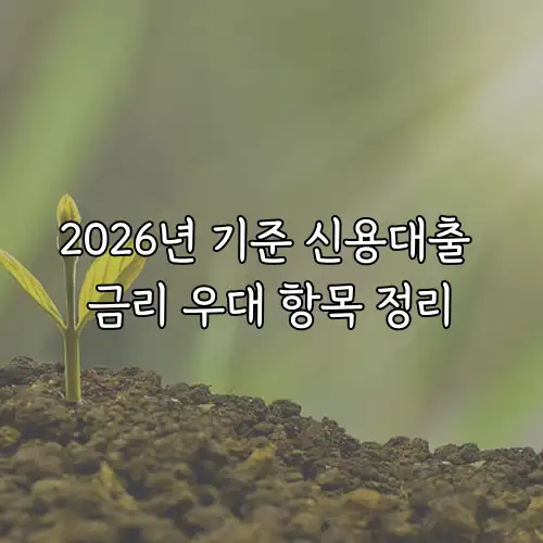 2026년 기준 신용대출 금리 우대 항목 정리