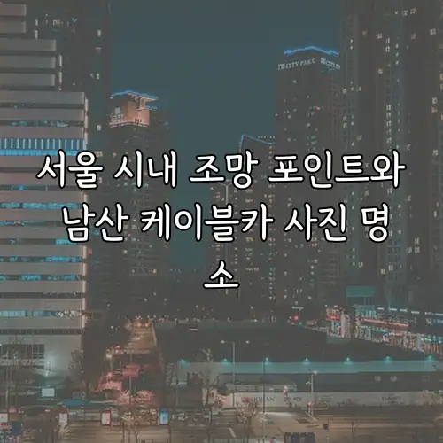 서울 시내 조망 포인트와 남산 케이블카 사진 명소