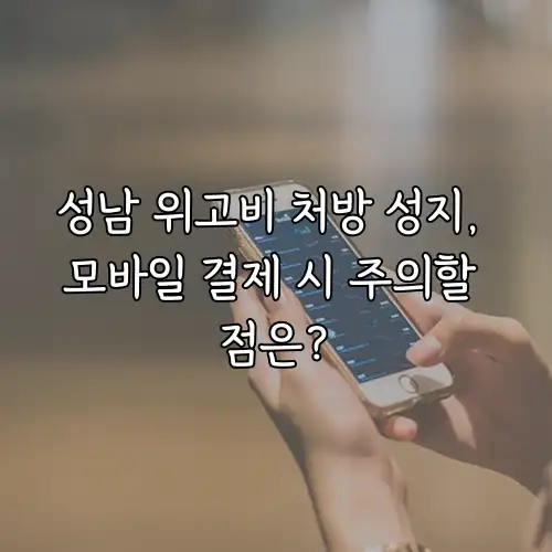 성남 위고비 처방 성지, 모바일 결제 시 주의할 점은?