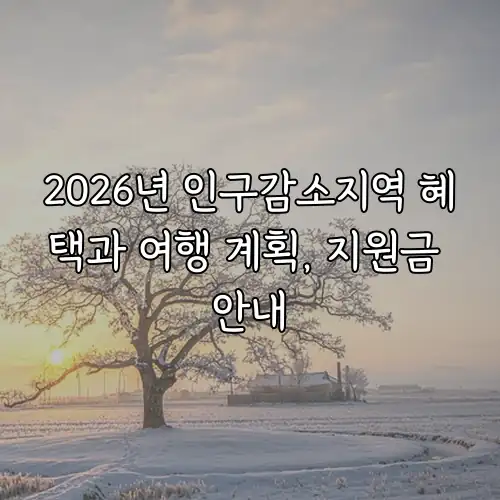 2026년 인구감소지역 혜택과 여행 계획, 지원금 안내