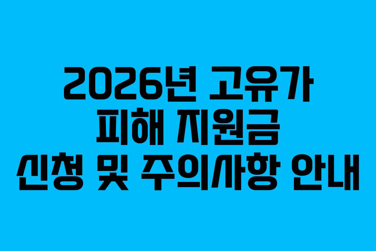 2026년 고유가 피해 지원금 신청 및 주의사항 안내