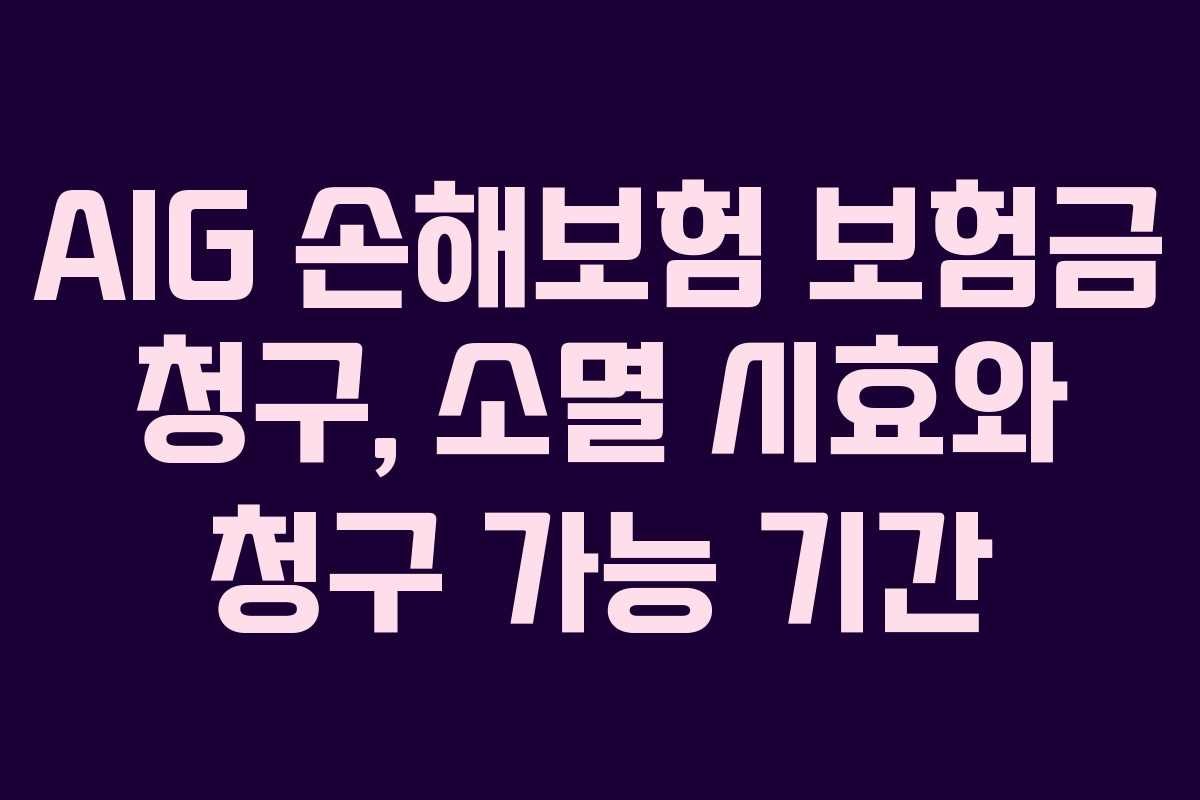 AIG 손해보험 보험금 청구, 소멸 시효와 청구 가능 기간