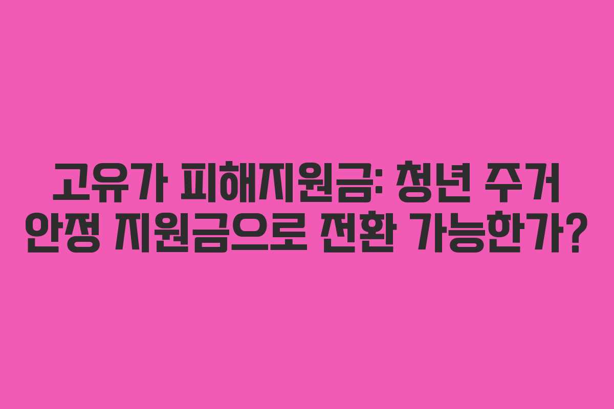 고유가 피해지원금: 청년 주거 안정 지원금으로 전환 가능한가?