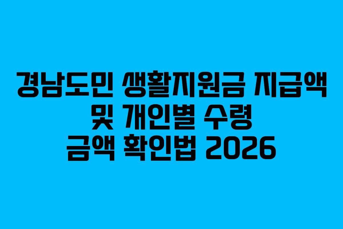 경남도민 생활지원금 지급액 및 개인별 수령 금액 확인법 2026