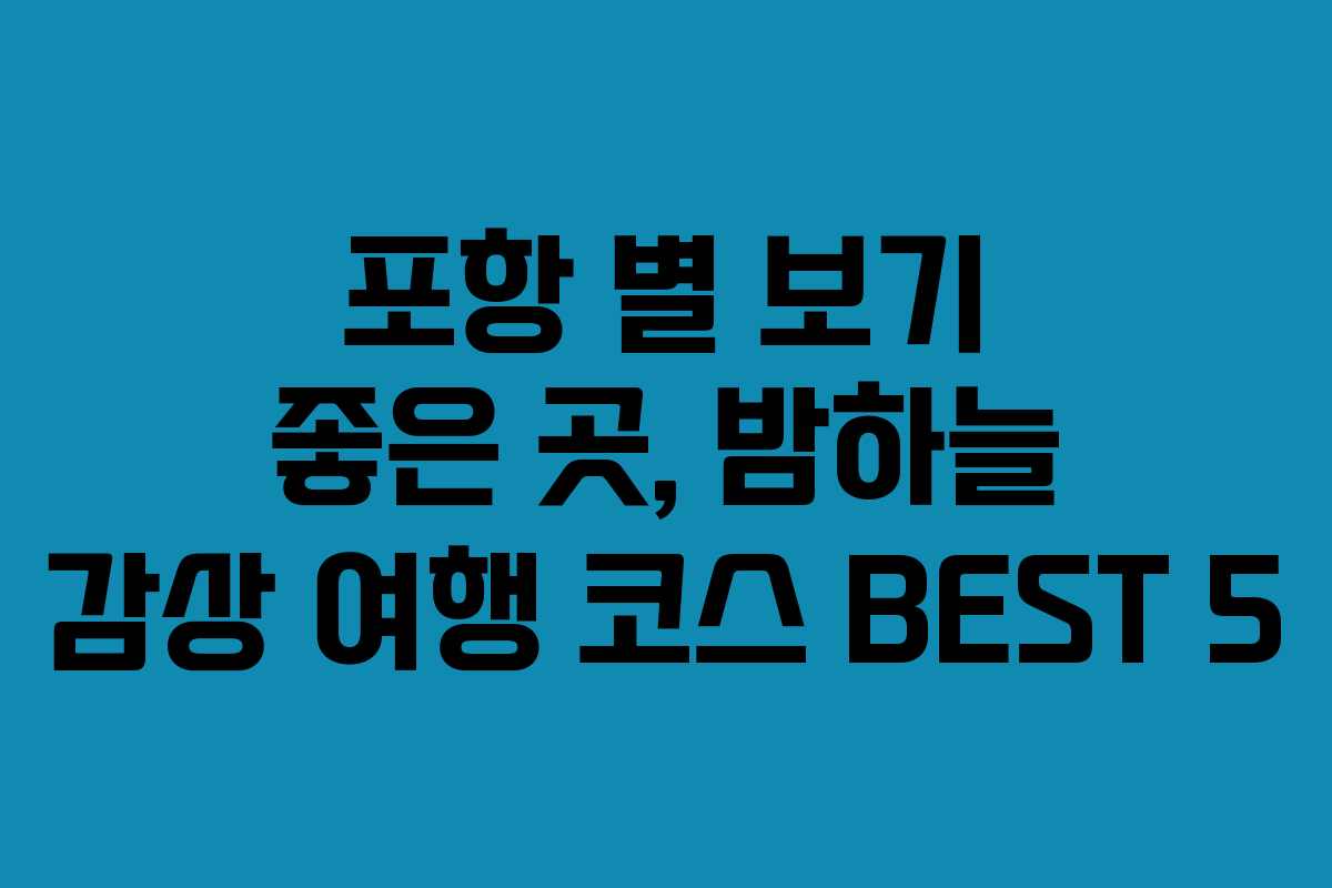 포항 별 보기 좋은 곳, 밤하늘 감상 여행 코스 BEST 5