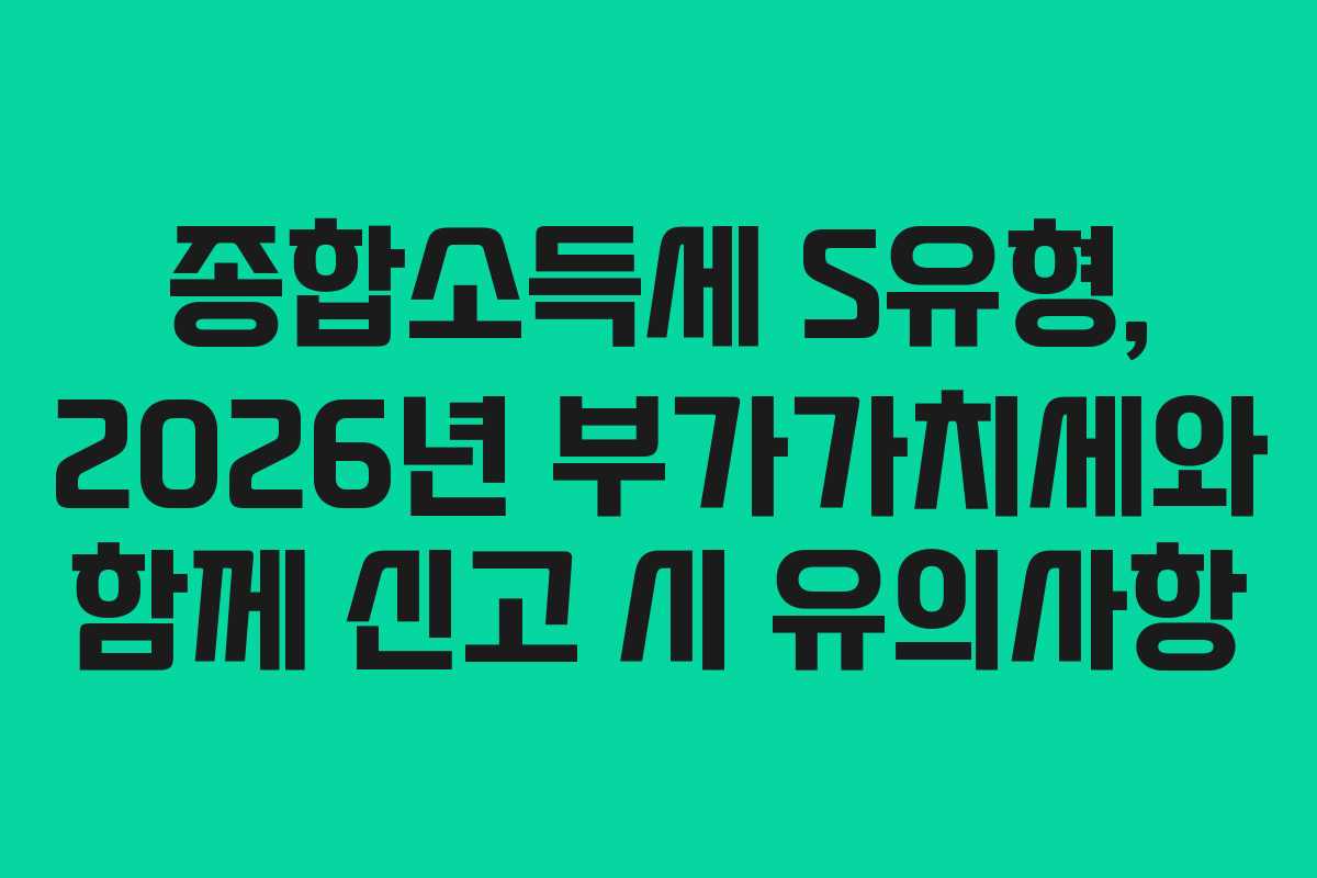 종합소득세 S유형, 2026년 부가가치세와 함께 신고 시 유의사항