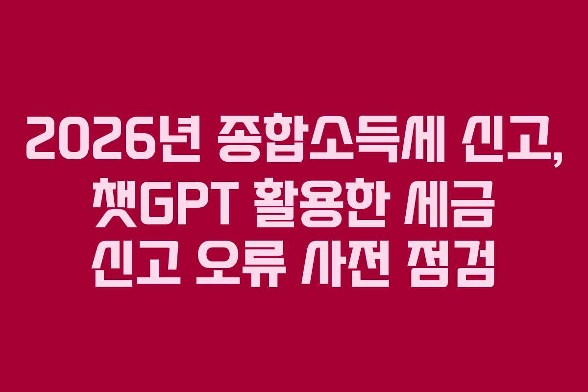 2026년 종합소득세 신고, 챗GPT 활용한 세금 신고 오류 사전 점검