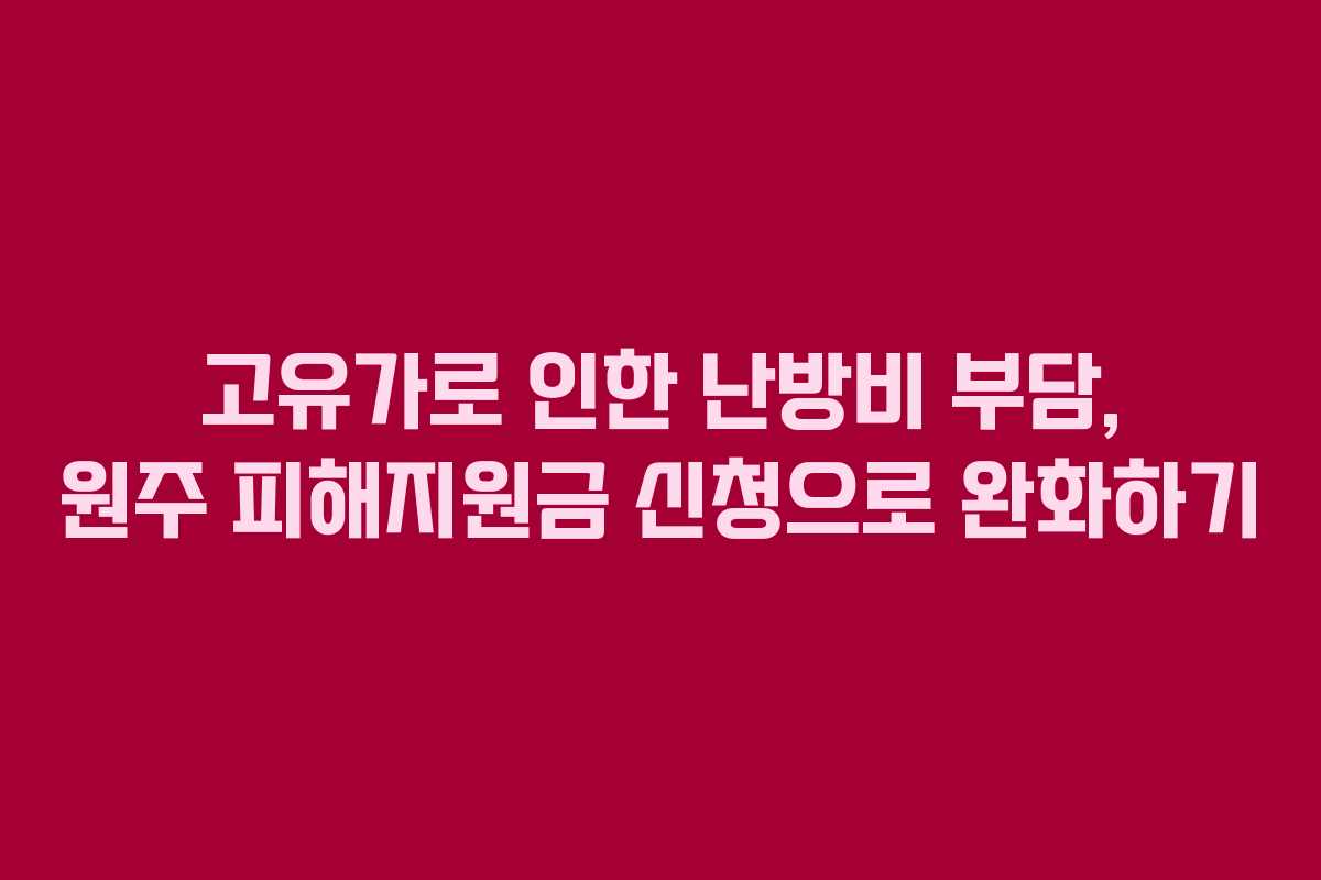 고유가로 인한 난방비 부담, 원주 피해지원금 신청으로 완화하기