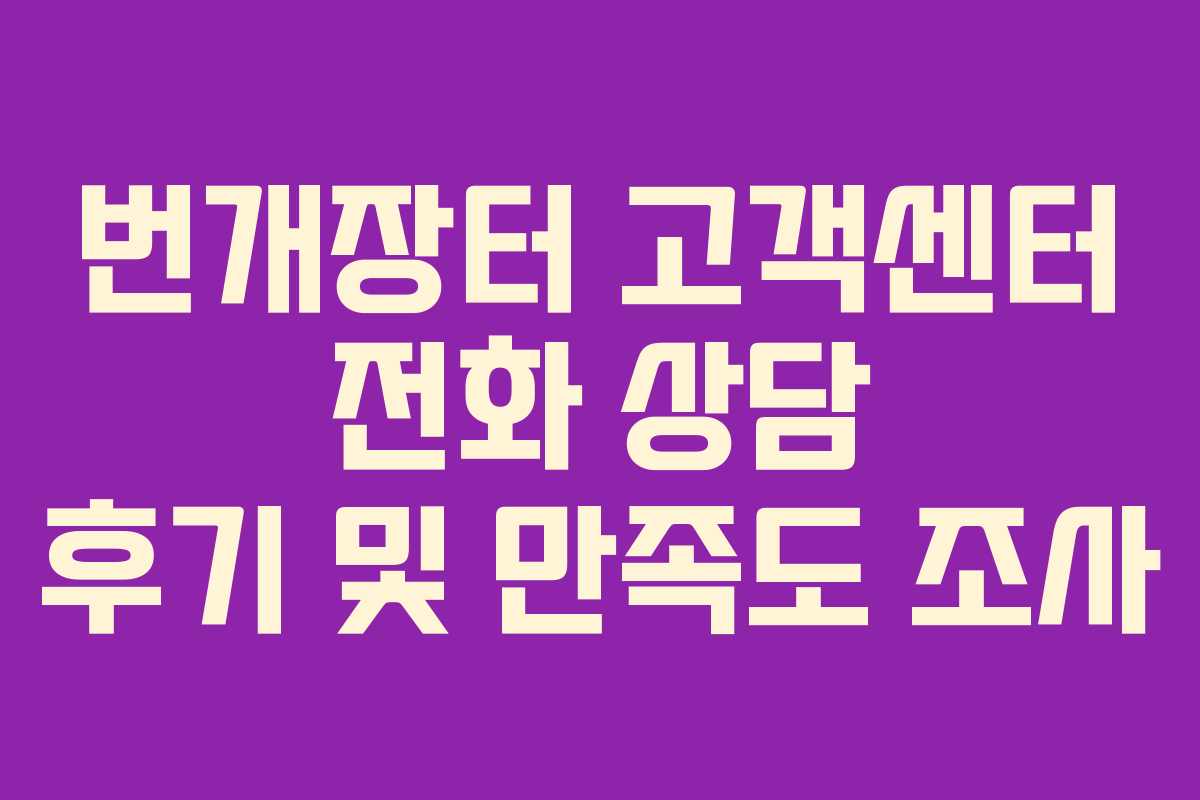 번개장터 고객센터 전화 상담 후기 및 만족도 조사