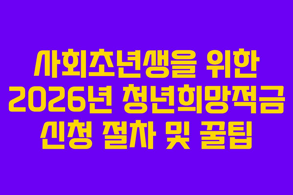 사회초년생을 위한 2026년 청년희망적금 신청 절차 및 꿀팁