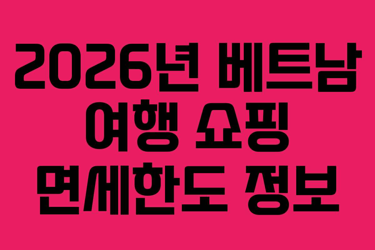 2026년 베트남 여행 쇼핑 면세한도 정보