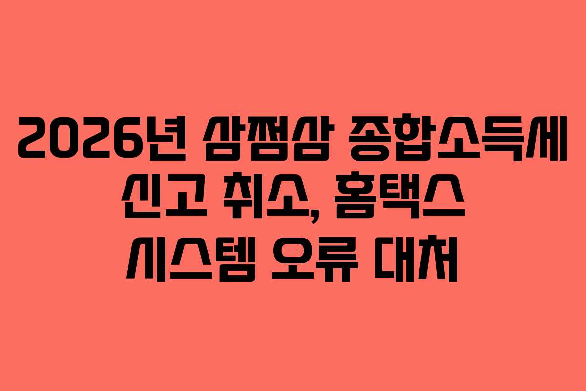 2026년 삼쩜삼 종합소득세 신고 취소, 홈택스 시스템 오류 대처