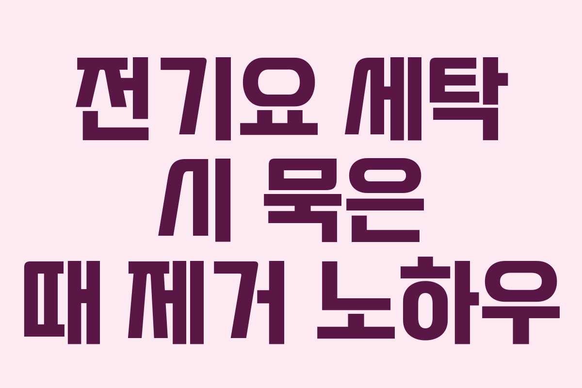 전기요 세탁 시 묵은 때 제거 노하우