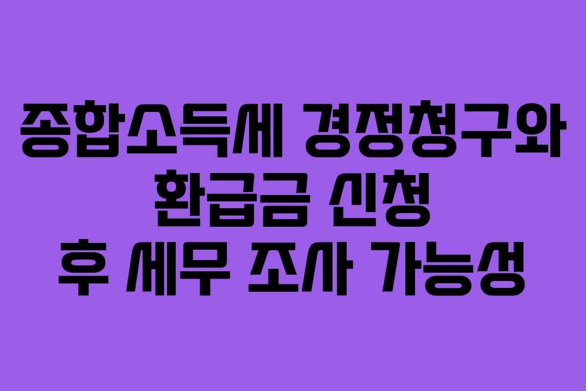 종합소득세 경정청구와 환급금 신청 후 세무 조사 가능성