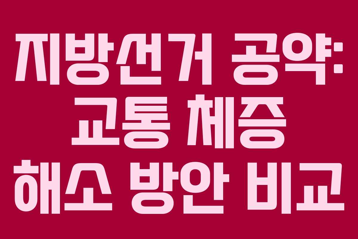 지방선거 공약: 교통 체증 해소 방안 비교