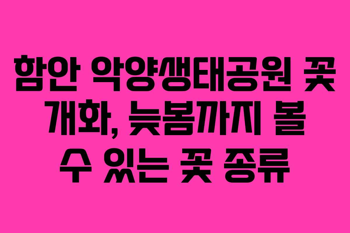 함안 악양생태공원 꽃 개화, 늦봄까지 볼 수 있는 꽃 종류