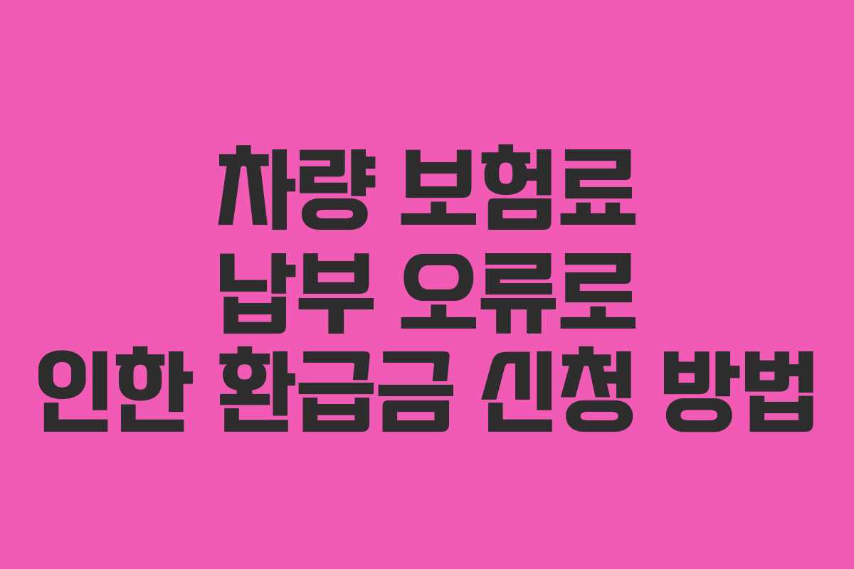 차량 보험료 납부 오류로 인한 환급금 신청 방법