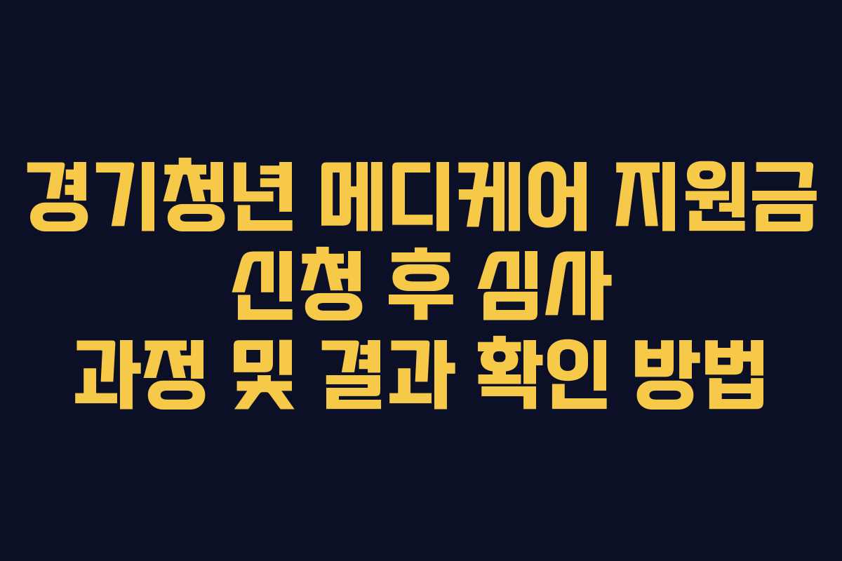 경기청년 메디케어 지원금 신청 후 심사 과정 및 결과 확인 방법