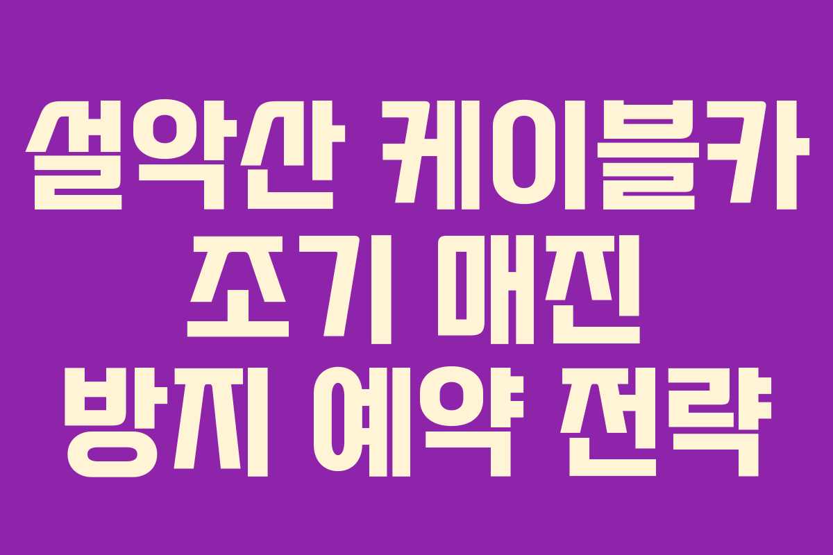 설악산 케이블카 조기 매진 방지 예약 전략