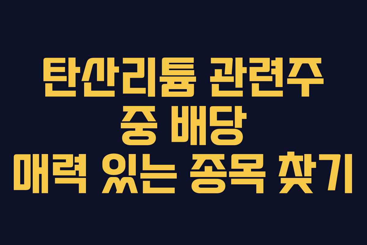 탄산리튬 관련주 중 배당 매력 있는 종목 찾기