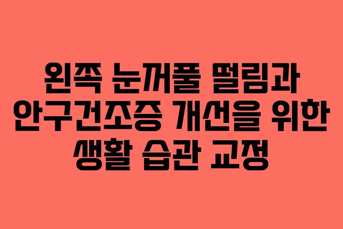 왼쪽 눈꺼풀 떨림과 안구건조증 개선을 위한 생활 습관 교정 왼쪽 눈꺼풀 떨림과 안구건조증 개선을 위한 생활 습관 교정