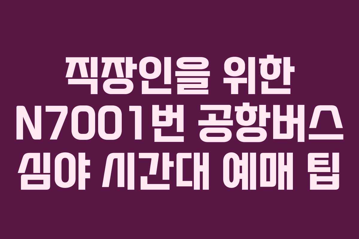 직장인을 위한 N7001번 공항버스 심야 시간대 예매 팁 직장인을 위한 N7001번 공항버스 심야 시간대 예매 팁