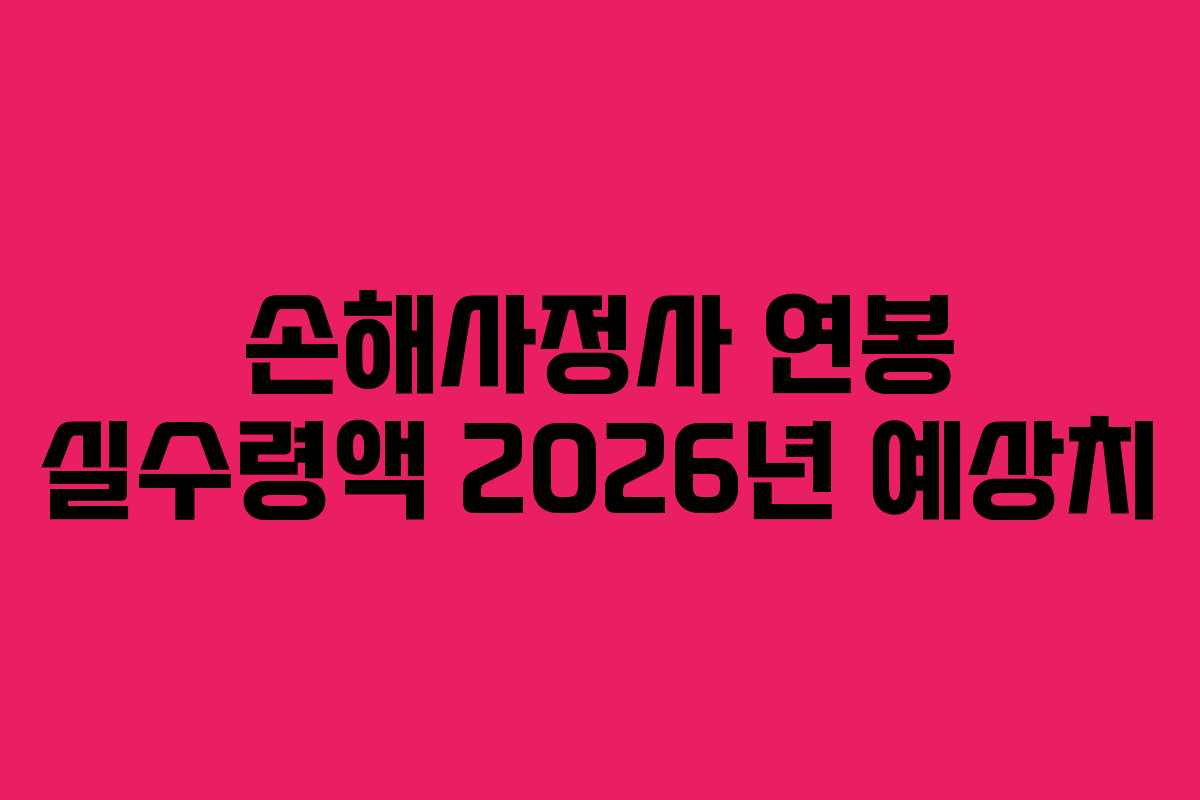 손해사정사 연봉 실수령액 2026년 예상치 손해사정사 연봉 실수령액 2026년 예상치