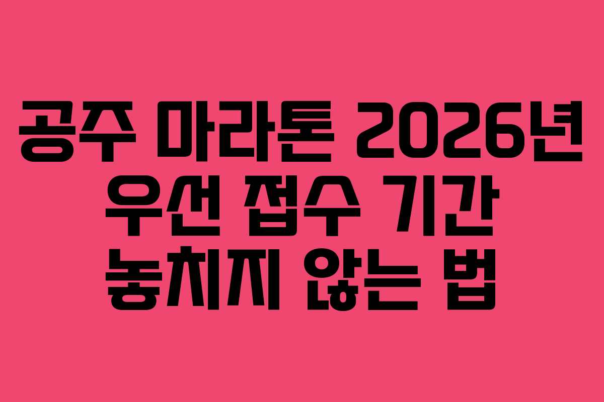 공주 마라톤 2026년 우선 접수 기간 놓치지 않는 법 공주 마라톤 2026년 우선 접수 기간 놓치지 않는 법