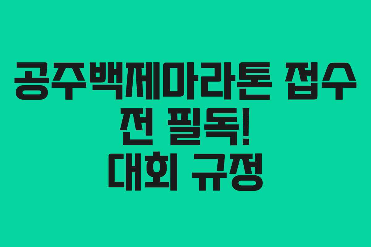 공주백제마라톤 접수 전 필독! 대회 규정 공주백제마라톤 접수 전 필독! 대회 규정