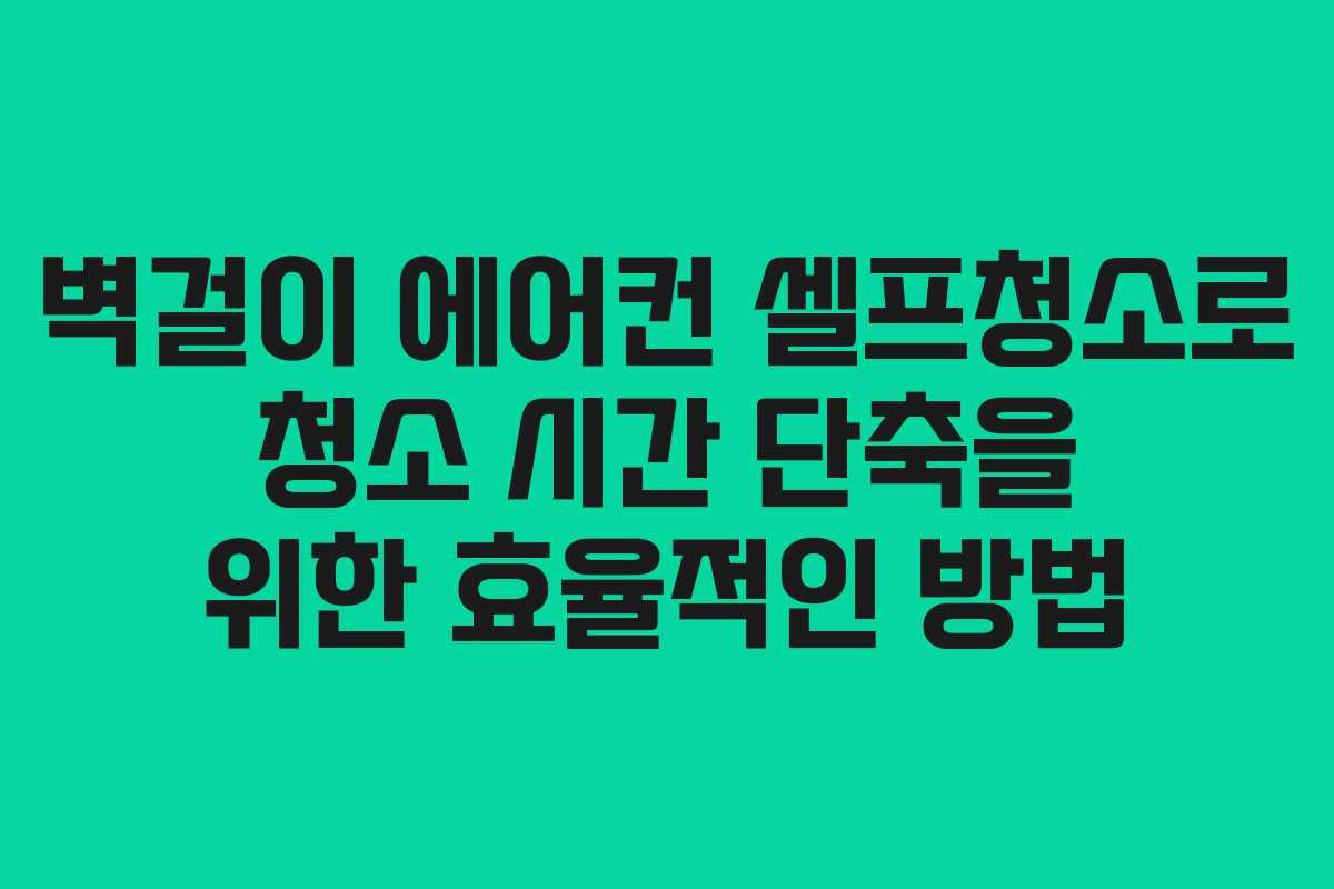 벽걸이 에어컨 셀프청소로 청소 시간 단축을 위한 효율적인 방법 벽걸이 에어컨 셀프청소로 청소 시간 단축을 위한 효율적인 방법