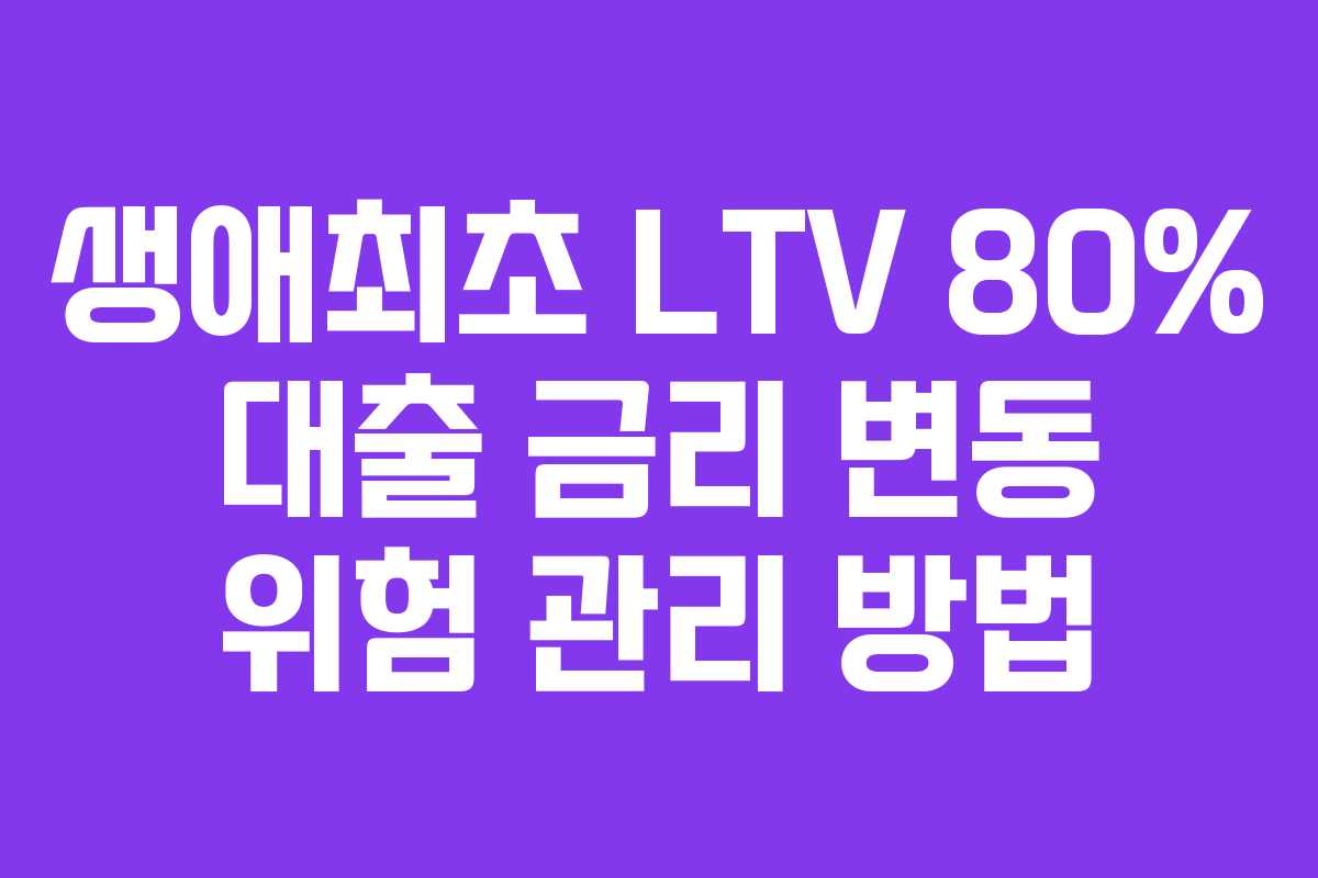 생애최초 LTV 80% 대출 금리 변동 위험 관리 방법 생애최초 LTV 80% 대출 금리 변동 위험 관리 방법