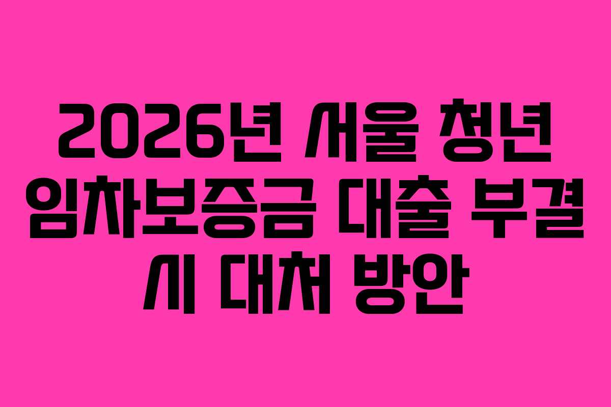 2026년 서울 청년 임차보증금 대출 부결 시 대처 방안 2026년 서울 청년 임차보증금 대출 부결 시 대처 방안
