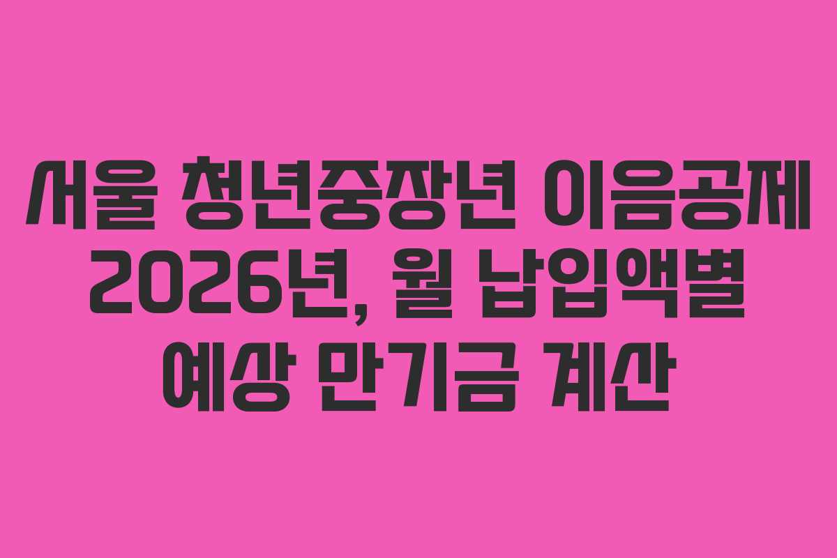 서울 청년중장년 이음공제 2026년, 월 납입액별 예상 만기금 계산