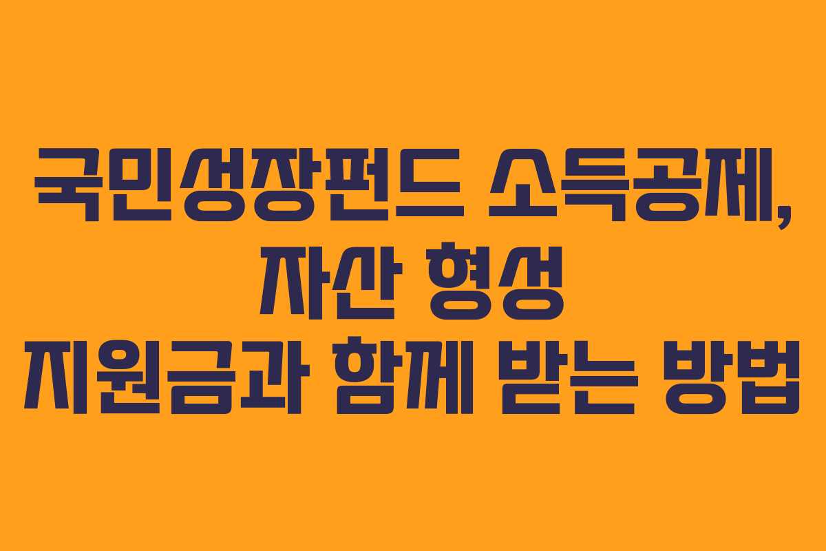 국민성장펀드 소득공제, 자산 형성 지원금과 함께 받는 방법