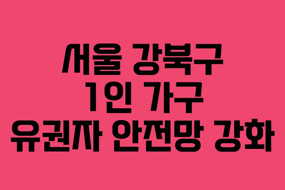 서울 강북구 1인 가구 유권자 안전망 강화 서울 강북구 1인 가구 유권자 안전망 강화