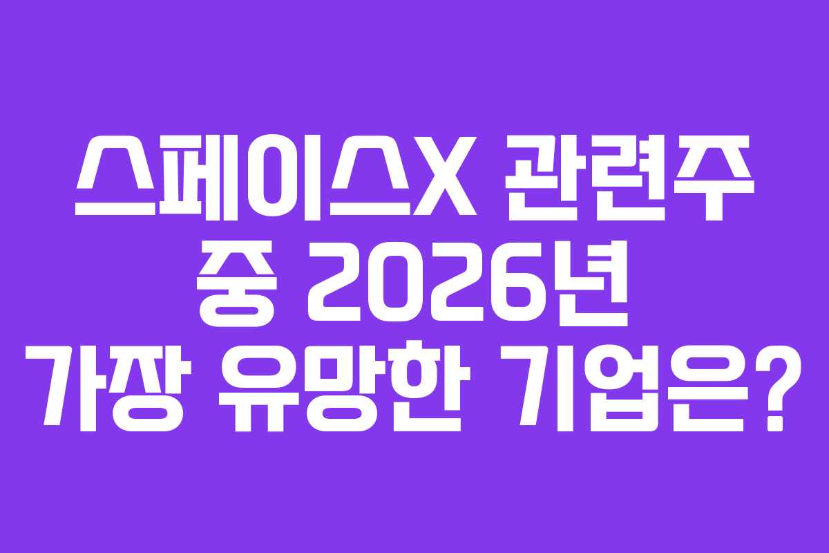스페이스X 관련주 중 2026년 가장 유망한 기업은? 스페이스X 관련주 중 2026년 가장 유망한 기업은?