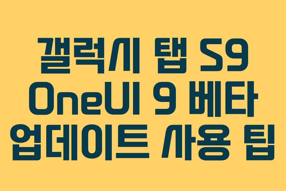 갤럭시 탭 S9 OneUI 9 베타 업데이트 사용 팁 갤럭시 탭 S9 OneUI 9 베타 업데이트 사용 팁