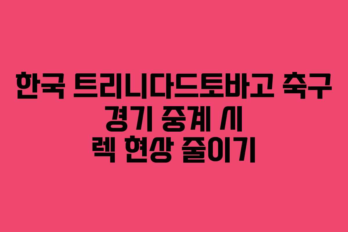 한국 트리니다드토바고 축구 경기 중계 시 렉 현상 줄이기